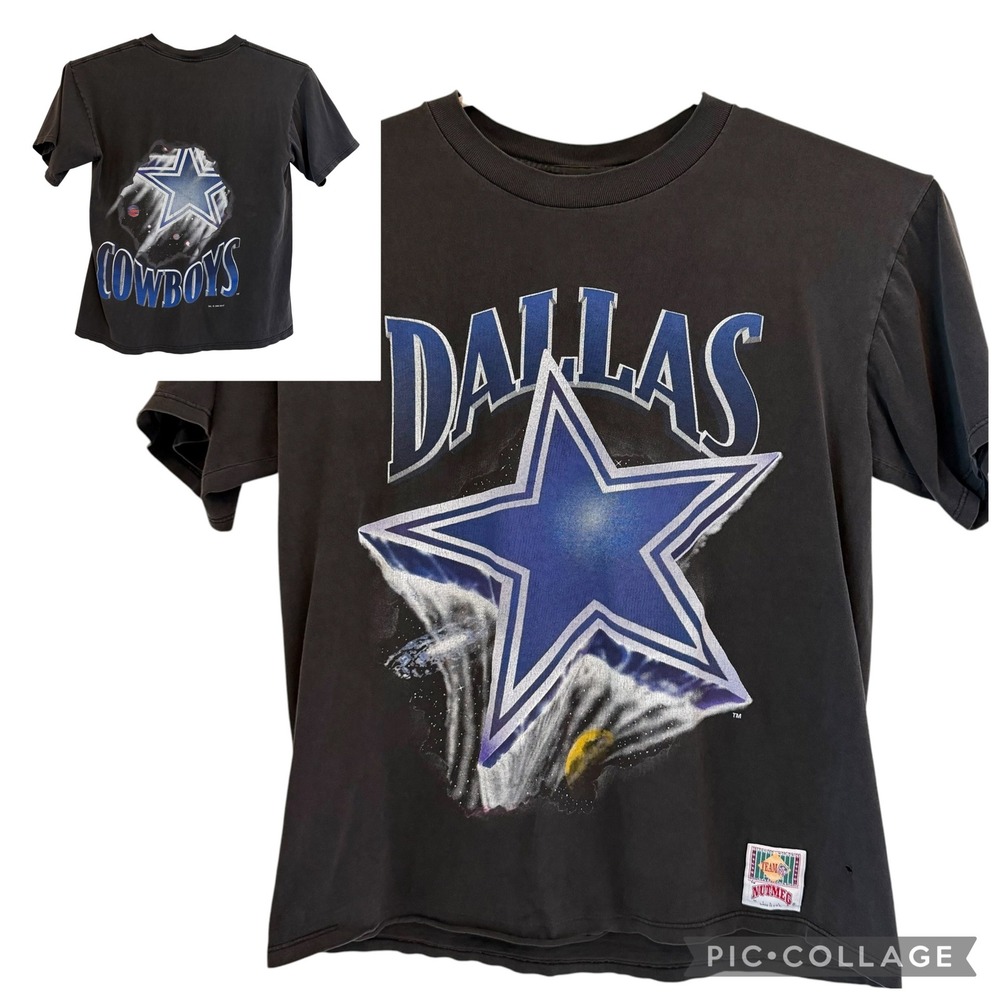 Dallas Cowboys Nutmeg Vintage 1993 T-Shirt XL Black Single Stitch‎ USA NFL READ